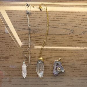 Gold and Silver Crystal Pendant Necklace Set